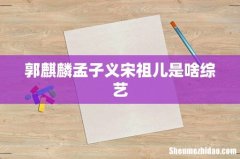 郭麒麟孟子义宋祖儿是啥综艺