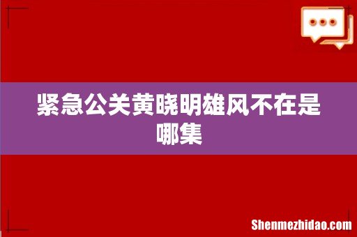 紧急公关黄晓明雄风不在是哪集