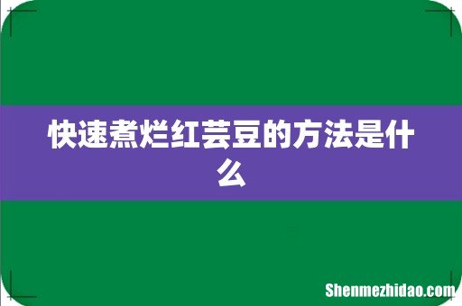 快速煮烂红芸豆的方法是什么