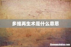 多维再生术是什么意思