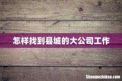 怎样找到县城的大公司工作