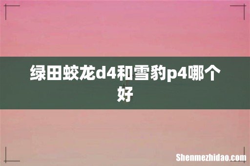 绿田蛟龙d4和雪豹p4哪个好