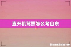 直升机驾照怎么考山东