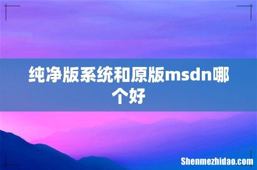 纯净版系统和原版msdn哪个好