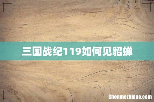 三国战纪119如何见貂蝉