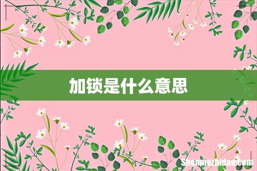 加锁是什么意思