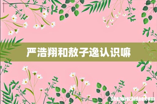严浩翔和敖子逸认识嘛
