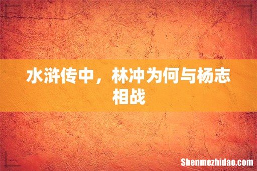 水浒传中,林冲为何与杨志相战