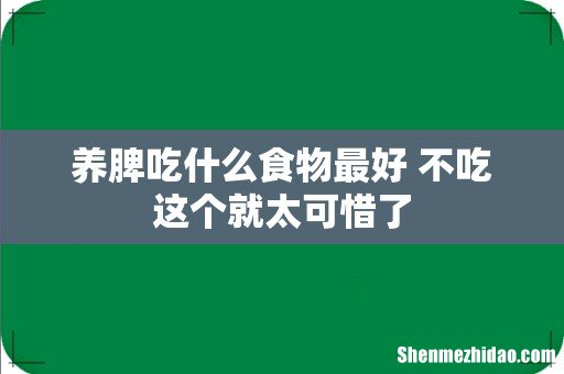 养脾吃什么食物最好 不吃这个就太可惜了