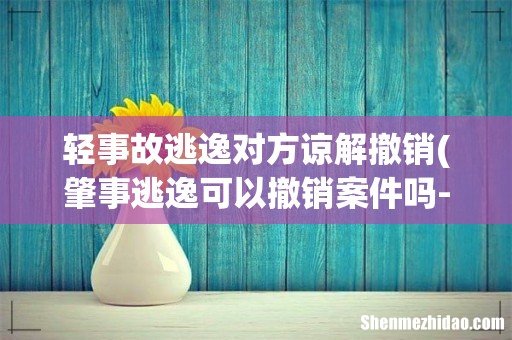 肇事逃逸可以撤销案件吗- 轻事故逃逸对方谅解撤销