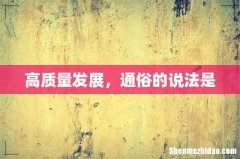高质量发展，通俗的说法是