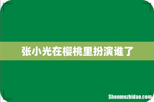 张小光在樱桃里扮演谁了