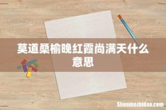 莫道桑榆晚红霞尚满天什么意思
