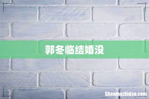 郭冬临结婚没