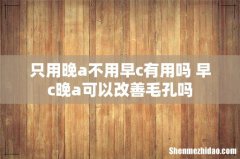 只用晚a不用早c有用吗 早c晚a可以改善毛孔吗