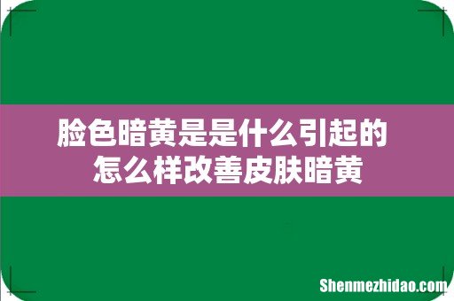 脸色暗黄是是什么引起的 怎么样改善皮肤暗黄