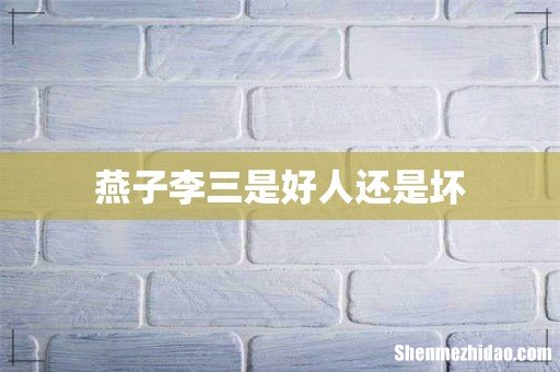 燕子李三是好人还是坏