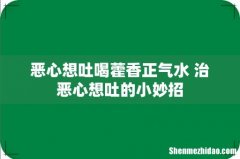 恶心想吐喝藿香正气水 治恶心想吐的小妙招