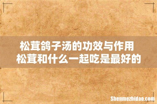 松茸鸽子汤的功效与作用 松茸和什么一起吃是最好的