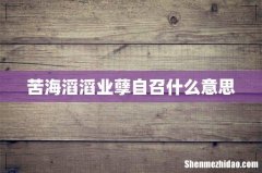 苦海滔滔业孽自召什么意思