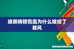 琅琊榜穆霓凰为什么嫁给了聂风