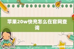 苹果20w快充怎么在官网查询