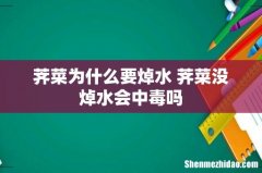 荠菜为什么要焯水 荠菜没焯水会中毒吗