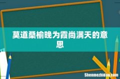 莫道桑榆晚为霞尚满天的意思
