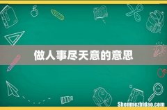 做人事尽天意的意思