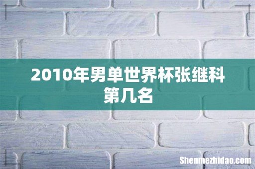 2010年男单世界杯张继科第几名
