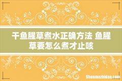 干鱼腥草煮水正确方法 鱼腥草要怎么煮才止咳