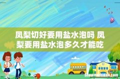 凤梨切好要用盐水泡吗 凤梨要用盐水泡多久才能吃