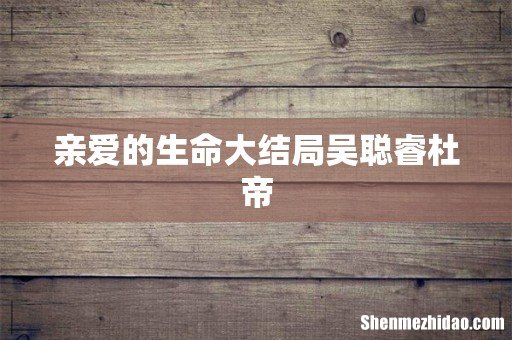 亲爱的生命大结局吴聪睿杜帝