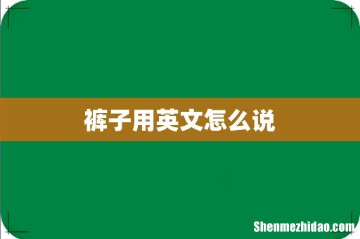 裤子用英文怎么说