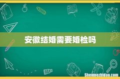 安徽结婚需要婚检吗