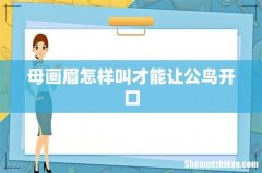 母画眉怎样叫才能让公鸟开口