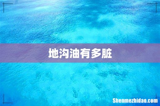 地沟油有多脏