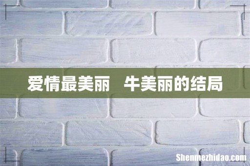 爱情最美丽牛美丽的结局
