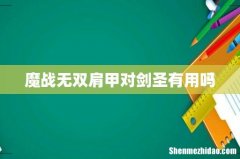魔战无双肩甲对剑圣有用吗