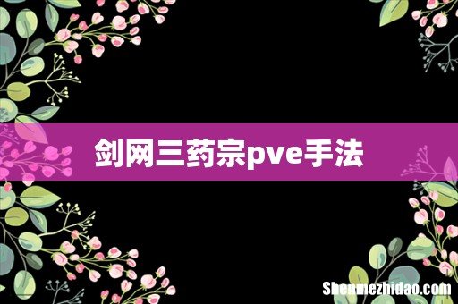 剑网三药宗pve手法