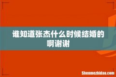 谁知道张杰什么时候结婚的啊谢谢