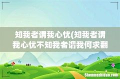 知我者谓我心忧不知我者谓我何求翻译 知我者谓我心忧