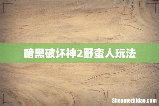 暗黑破坏神2野蛮人玩法