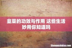 韭菜的功效与作用 这些生活妙用你知道吗