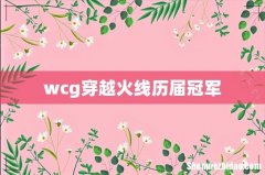 wcg穿越火线历届冠军
