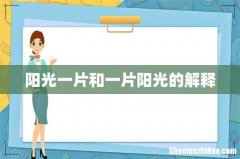 阳光一片和一片阳光的解释