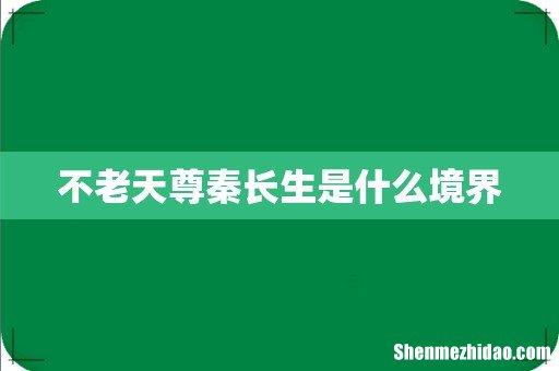 不老天尊秦长生是什么境界