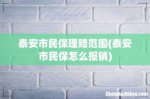 泰安市民保怎么报销 泰安市民保理赔范围