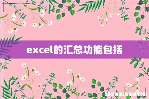 excel的汇总功能包括