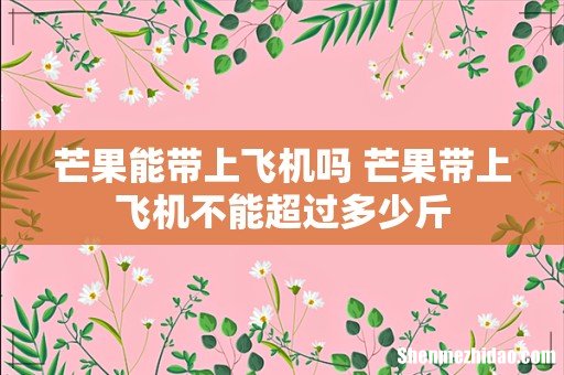 芒果能带上飞机吗 芒果带上飞机不能超过多少斤